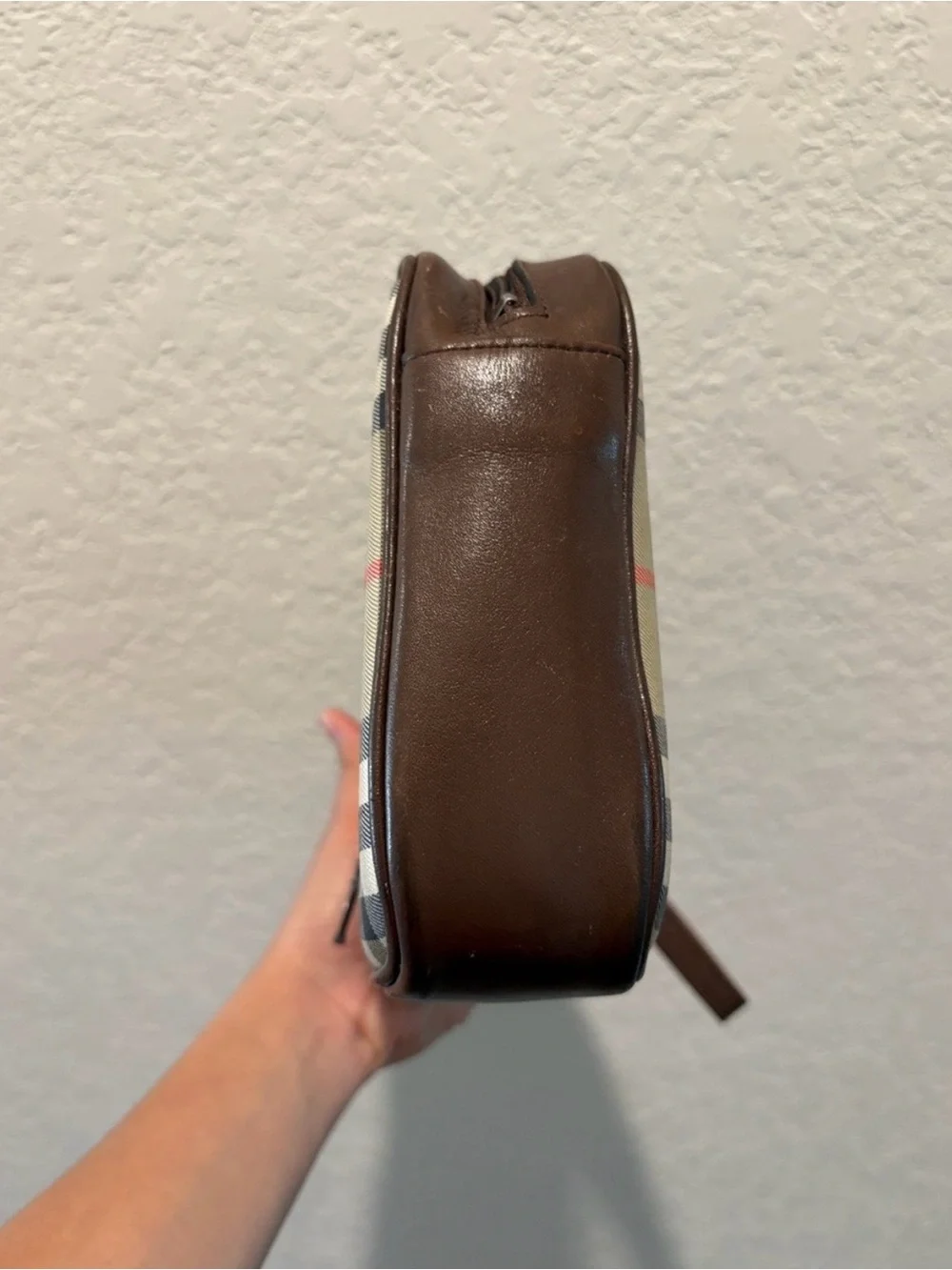 Burberry Tan and Brown Vintage Check Toiletry Pouch